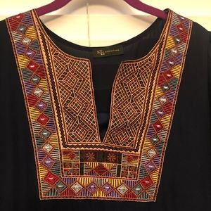 🎁Tribal Embroidered Navy Blue Dress🎁